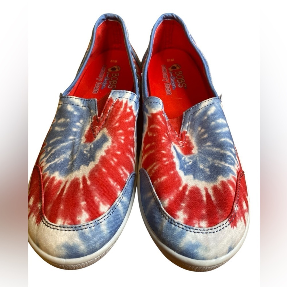 Bobs by sketchers B Cute Charmed Flower Alpargata Red White Blue Women’s Size 10